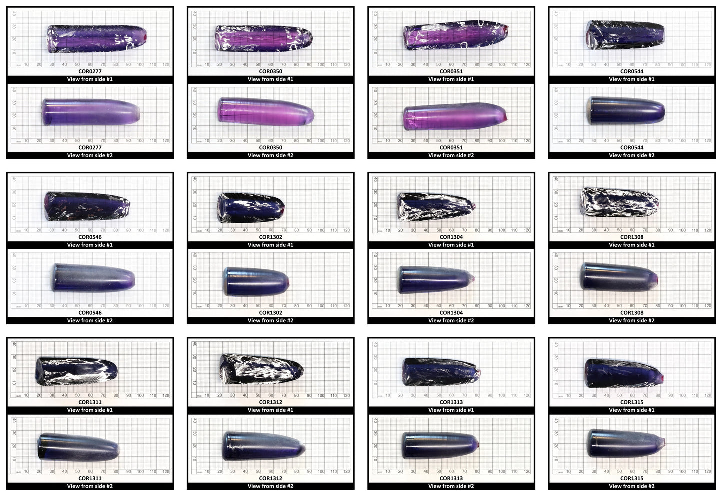 Dark Purple Kunzite #61 Lab Created Corundum Sapphire Faceting Rough for Gem Cutting - Various Sizes - Split Boule