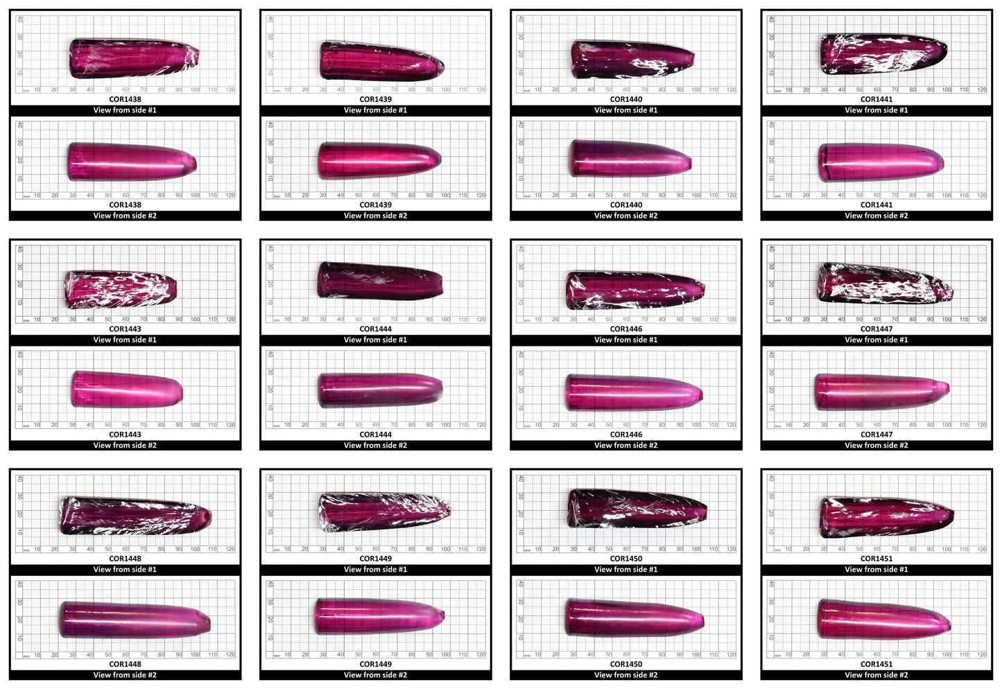 Purple #65 Lab Created Corundum Sapphire Faceting Rough for Gem Cutting - Various Sizes - Split Boule