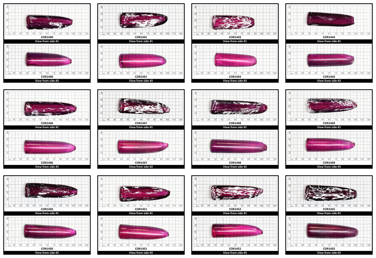 Purple #65 Lab Created Corundum Sapphire Faceting Rough for Gem Cutting - Various Sizes - Split Boule