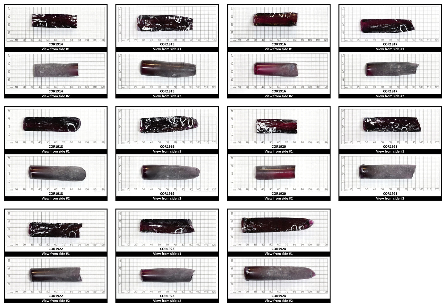 Dark Purple #66 Lab Created Corundum Sapphire Faceting Rough for Gem Cutting - Various Sizes - Split Boule