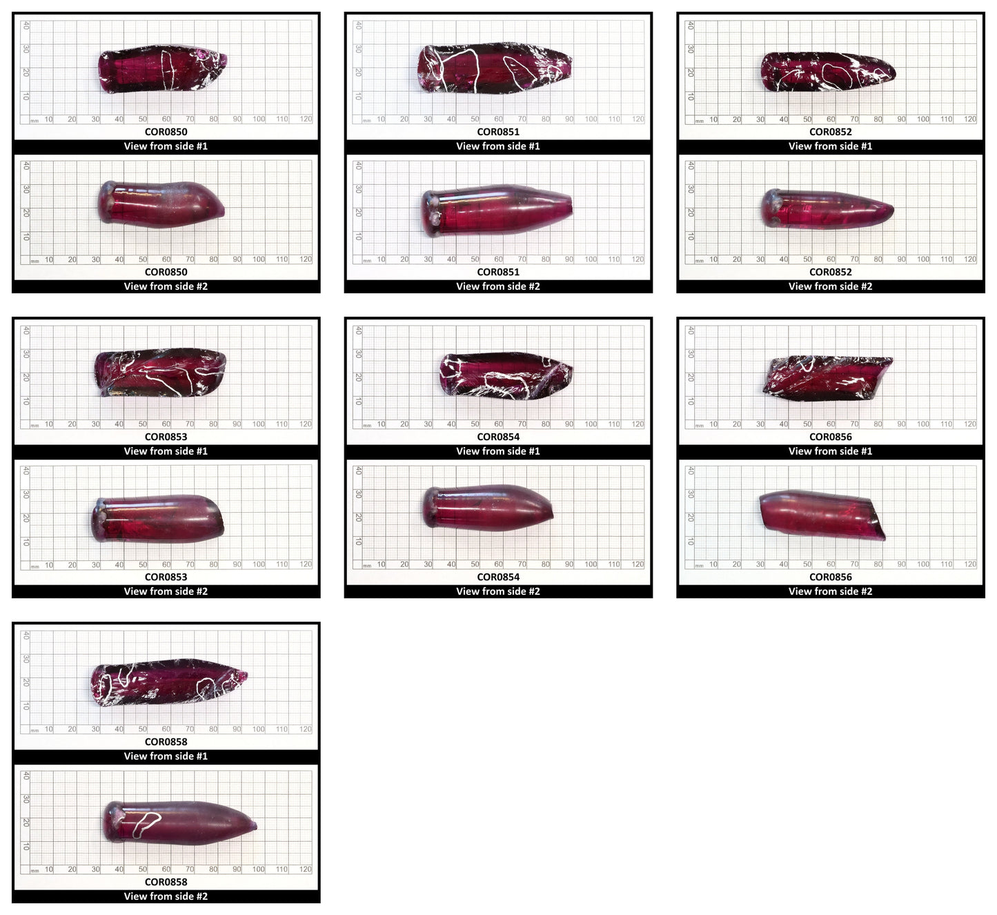 Reddish Purple (Rubellite) #67 Lab Created Corundum Sapphire Faceting Rough for Gem Cutting - Various Sizes - Split Boule