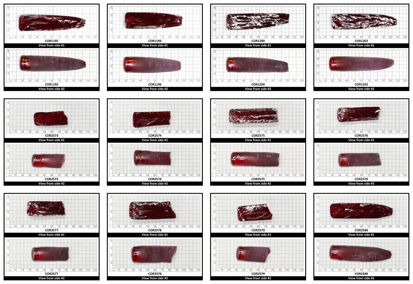 Medium Dark Ruby Red #7 Lab Created Corundum Sapphire Faceting Rough for Gem Cutting - Various Sizes - Split Boule