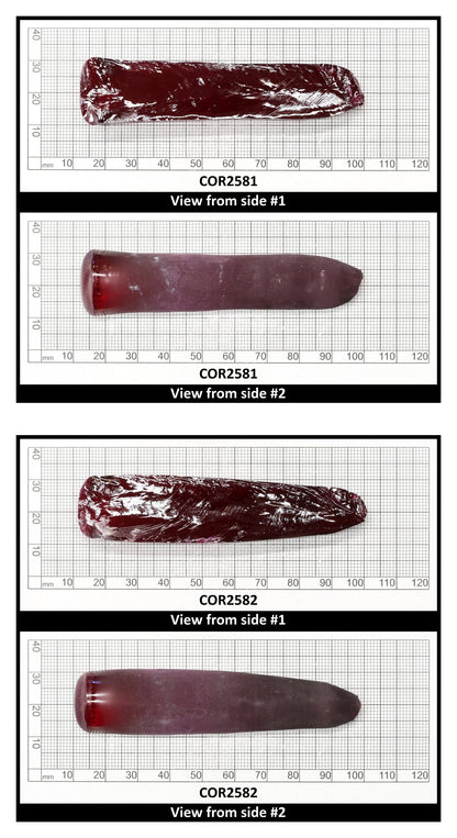Medium Dark Ruby Red #7 Lab Created Corundum Sapphire Faceting Rough for Gem Cutting - Various Sizes - Split Boule