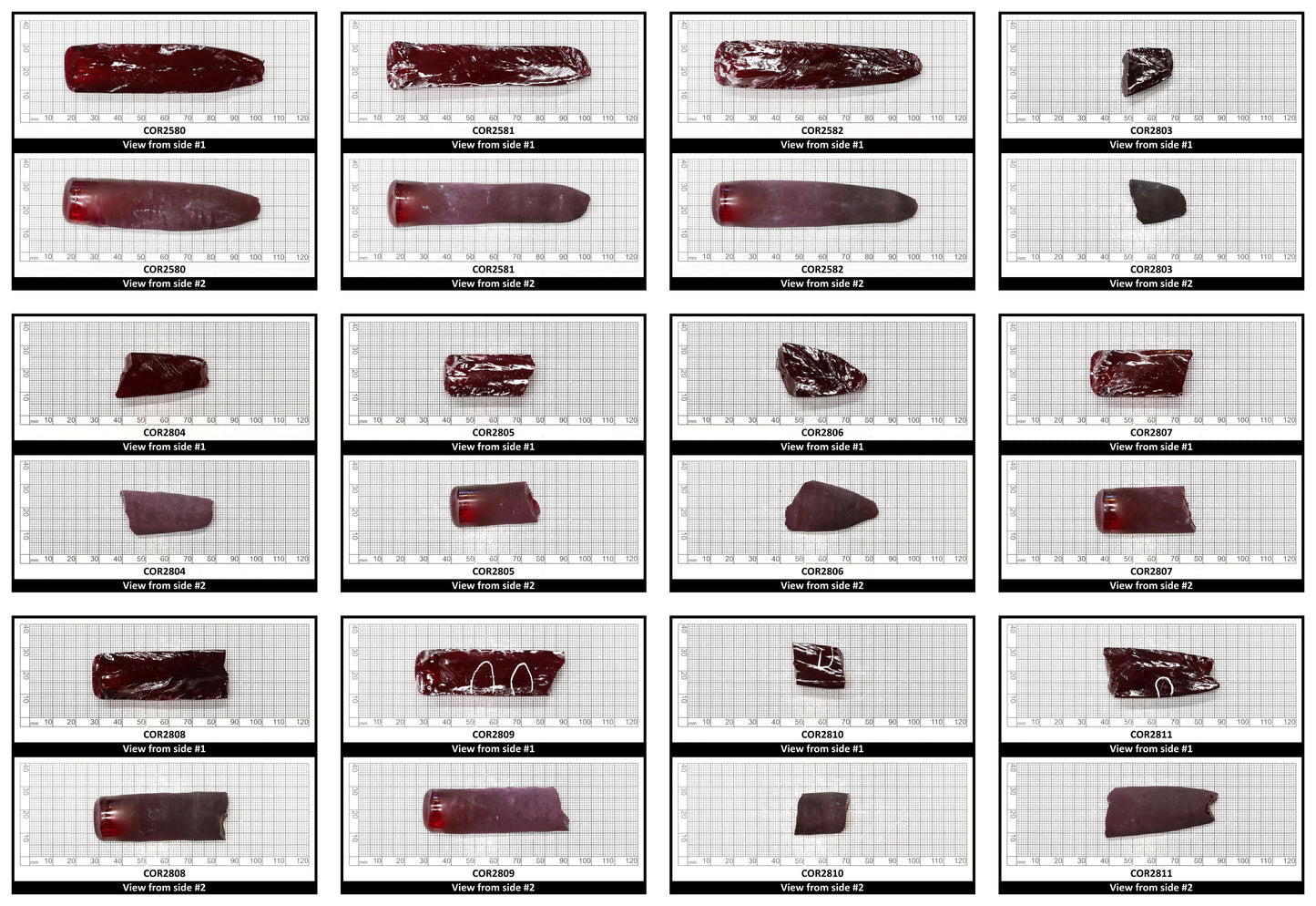 Medium Dark Ruby Red #7 Lab Created Corundum Sapphire Faceting Rough for Gem Cutting - Various Sizes - Split Boule