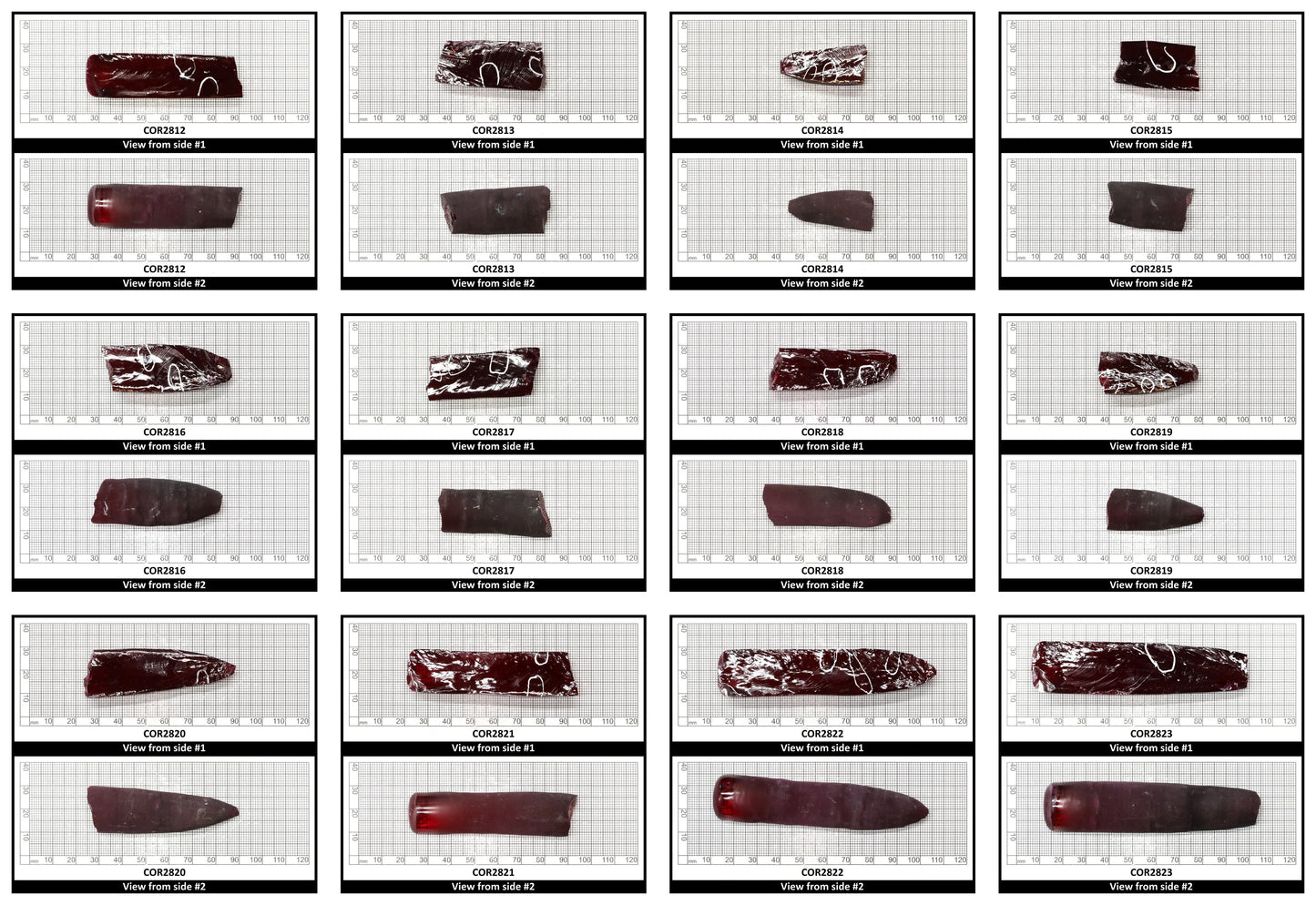 Medium Dark Ruby Red #7 Lab Created Corundum Sapphire Faceting Rough for Gem Cutting - Various Sizes - Split Boule
