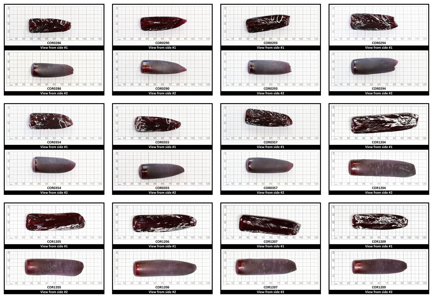 Dark Ruby Red #8 Lab Created Corundum Sapphire Faceting Rough for Gem Cutting - Various Sizes - Split Boule