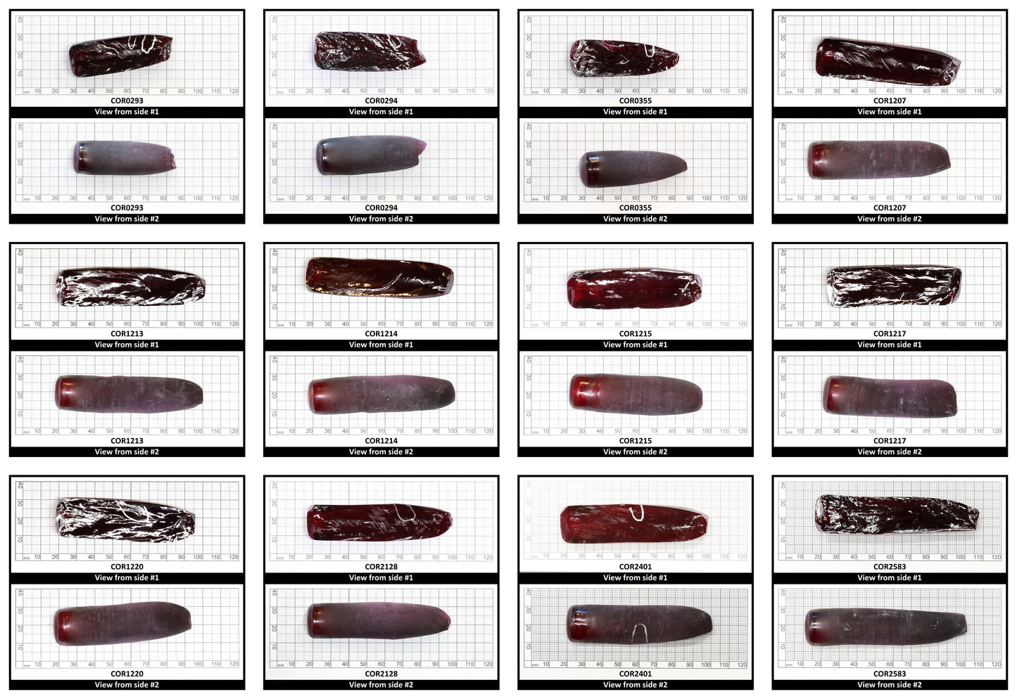 Dark Ruby Red #8 Lab Created Corundum Sapphire Faceting Rough for Gem Cutting - Various Sizes - Split Boule
