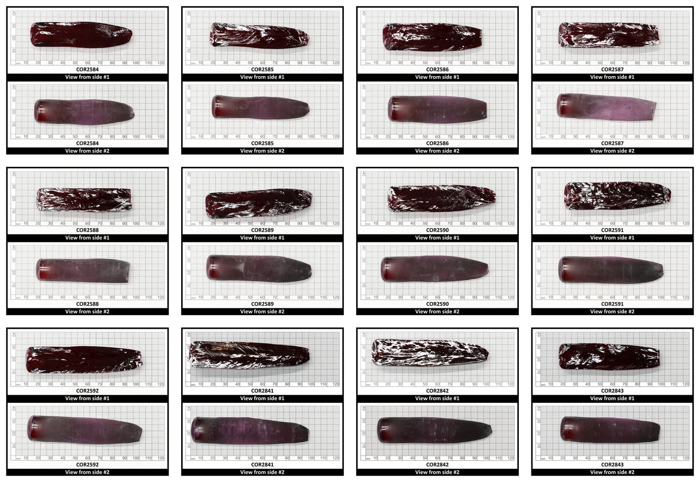 Dark Ruby Red #8 Lab Created Corundum Sapphire Faceting Rough for Gem Cutting - Various Sizes - Split Boule