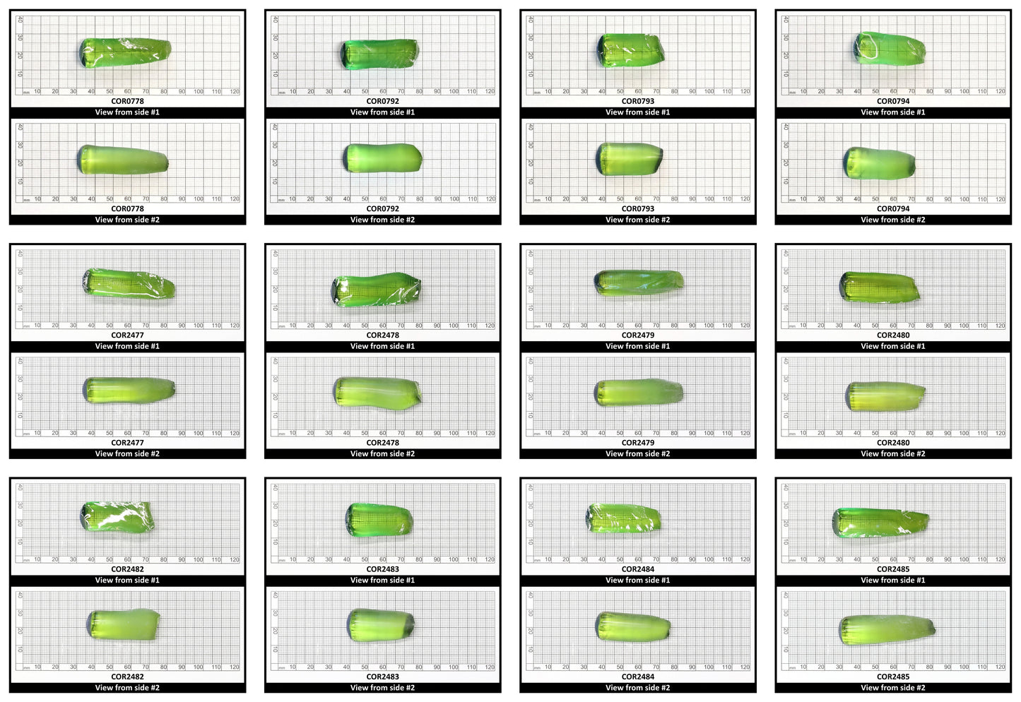 Djeva Olive Green #80 Lab Created Corundum Sapphire Faceting Rough for Gem Cutting - DISCONTINUED - Various Sizes - Split Boule
