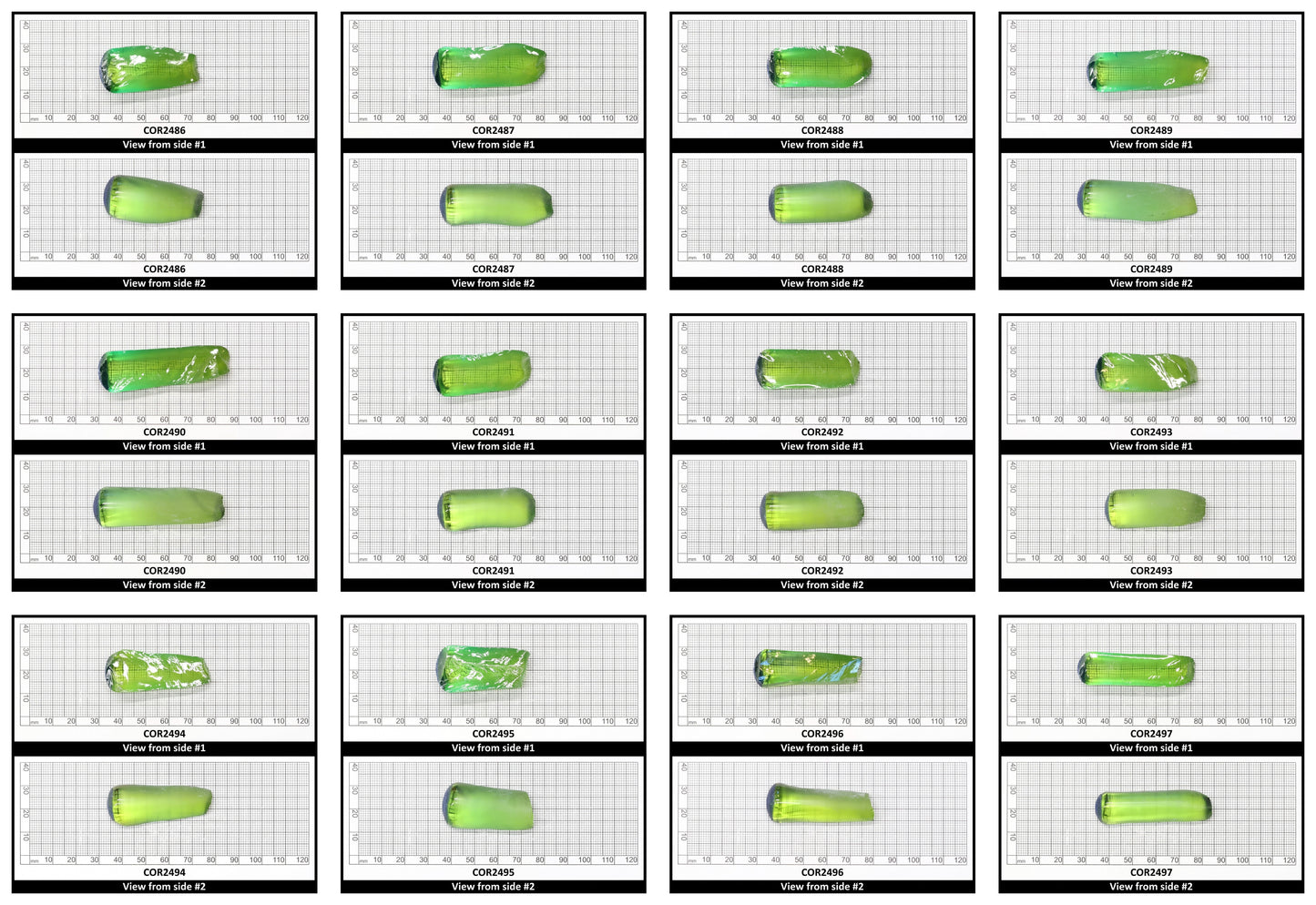 Djeva Olive Green #80 Lab Created Corundum Sapphire Faceting Rough for Gem Cutting - DISCONTINUED - Various Sizes - Split Boule