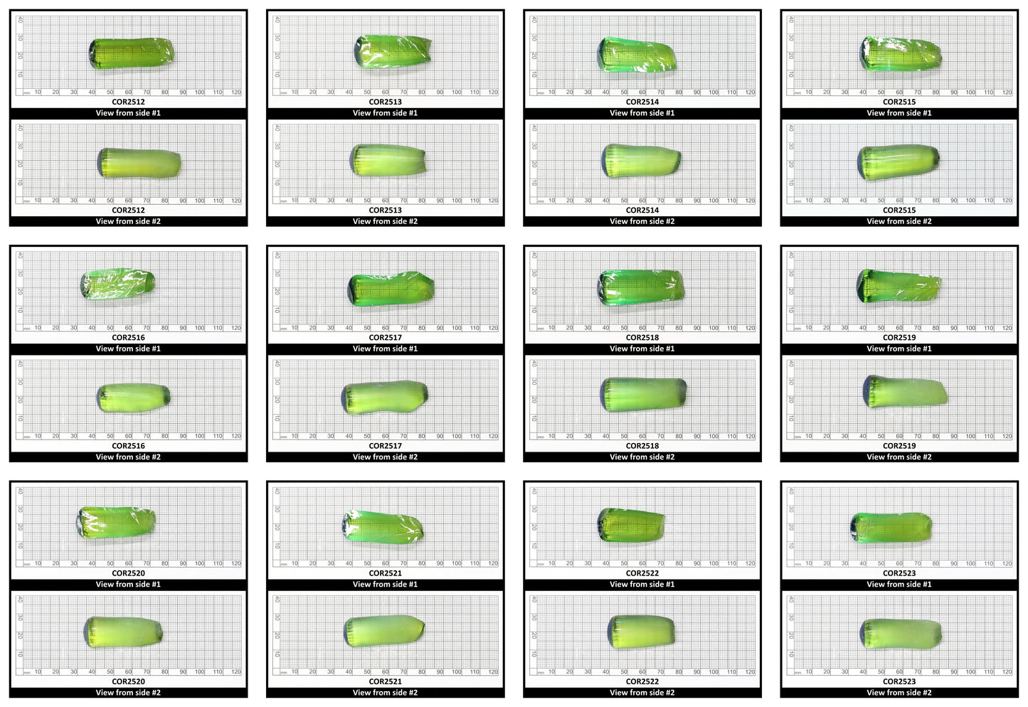 Djeva Olive Green #80 Lab Created Corundum Sapphire Faceting Rough for Gem Cutting - DISCONTINUED - Various Sizes - Split Boule