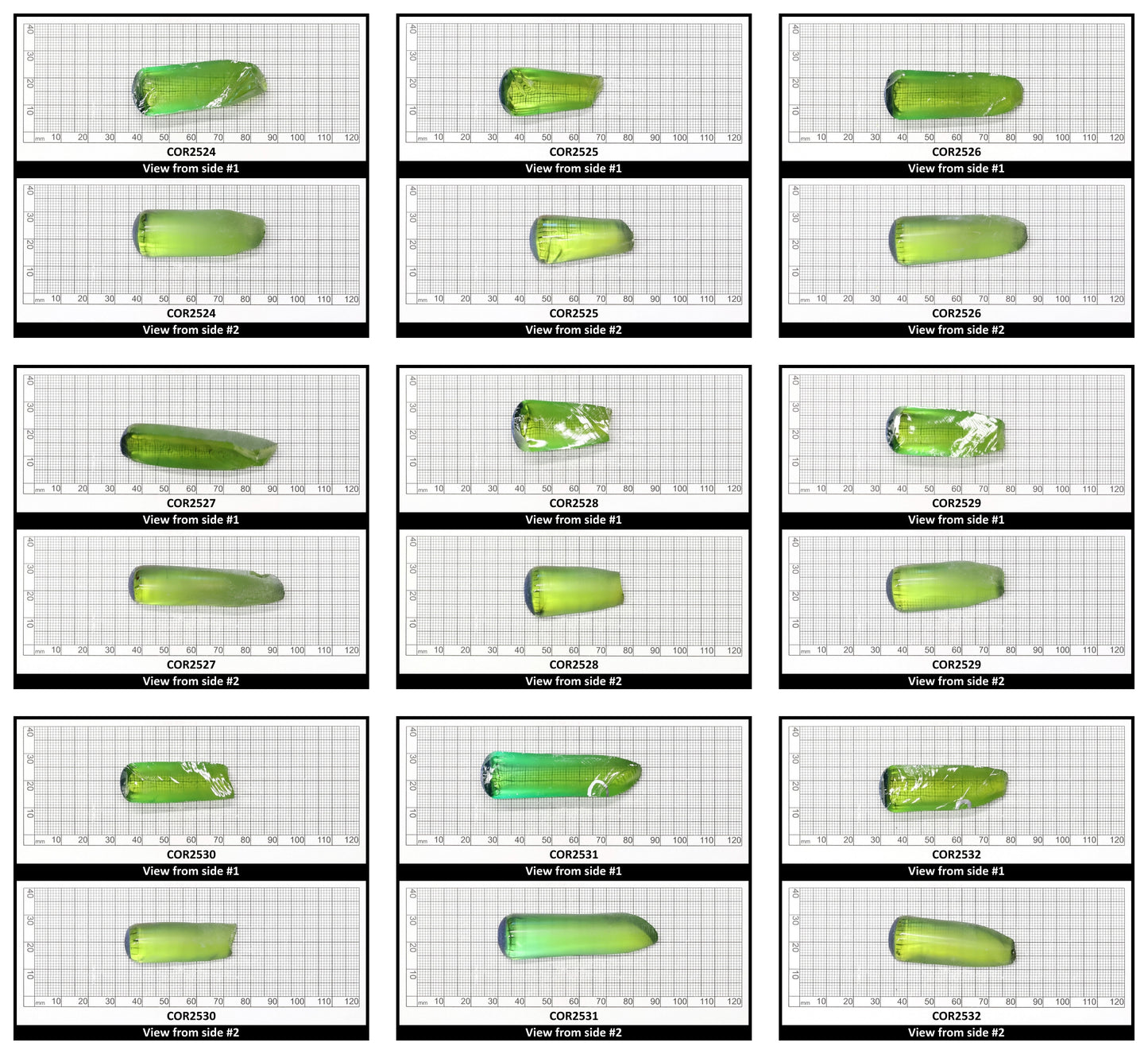 Djeva Olive Green #80 Lab Created Corundum Sapphire Faceting Rough for Gem Cutting - DISCONTINUED - Various Sizes - Split Boule