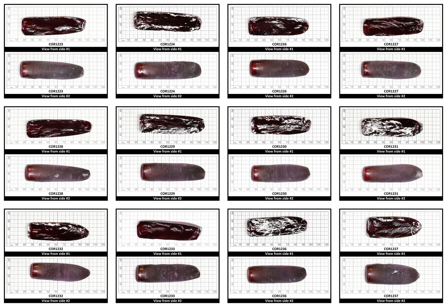 Very Dark Ruby Red #9 Lab Created Corundum Sapphire Faceting Rough for Gem Cutting - Various Sizes - Split Boule