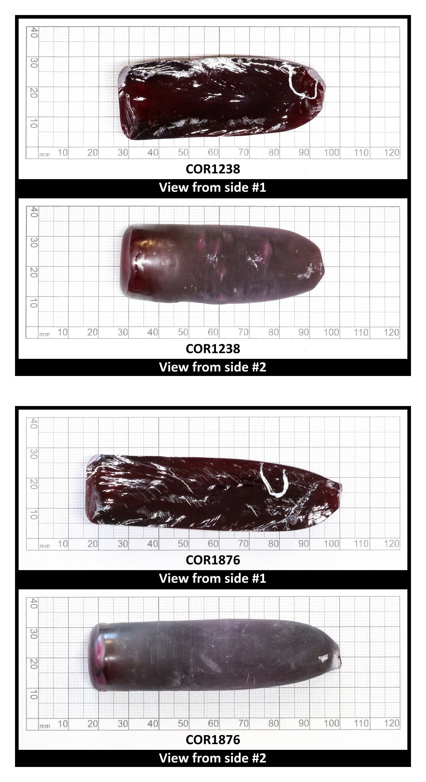 Very Dark Ruby Red #9 Lab Created Corundum Sapphire Faceting Rough for Gem Cutting - Various Sizes - Split Boule