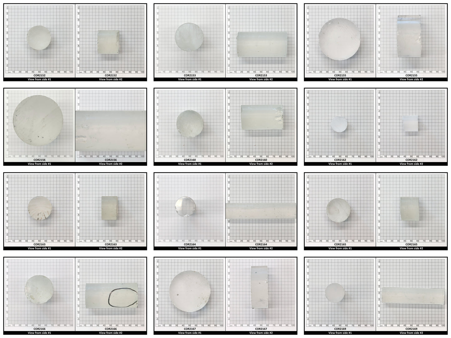 White Cylinders Lab Created Corundum Sapphire - Faceting Rough