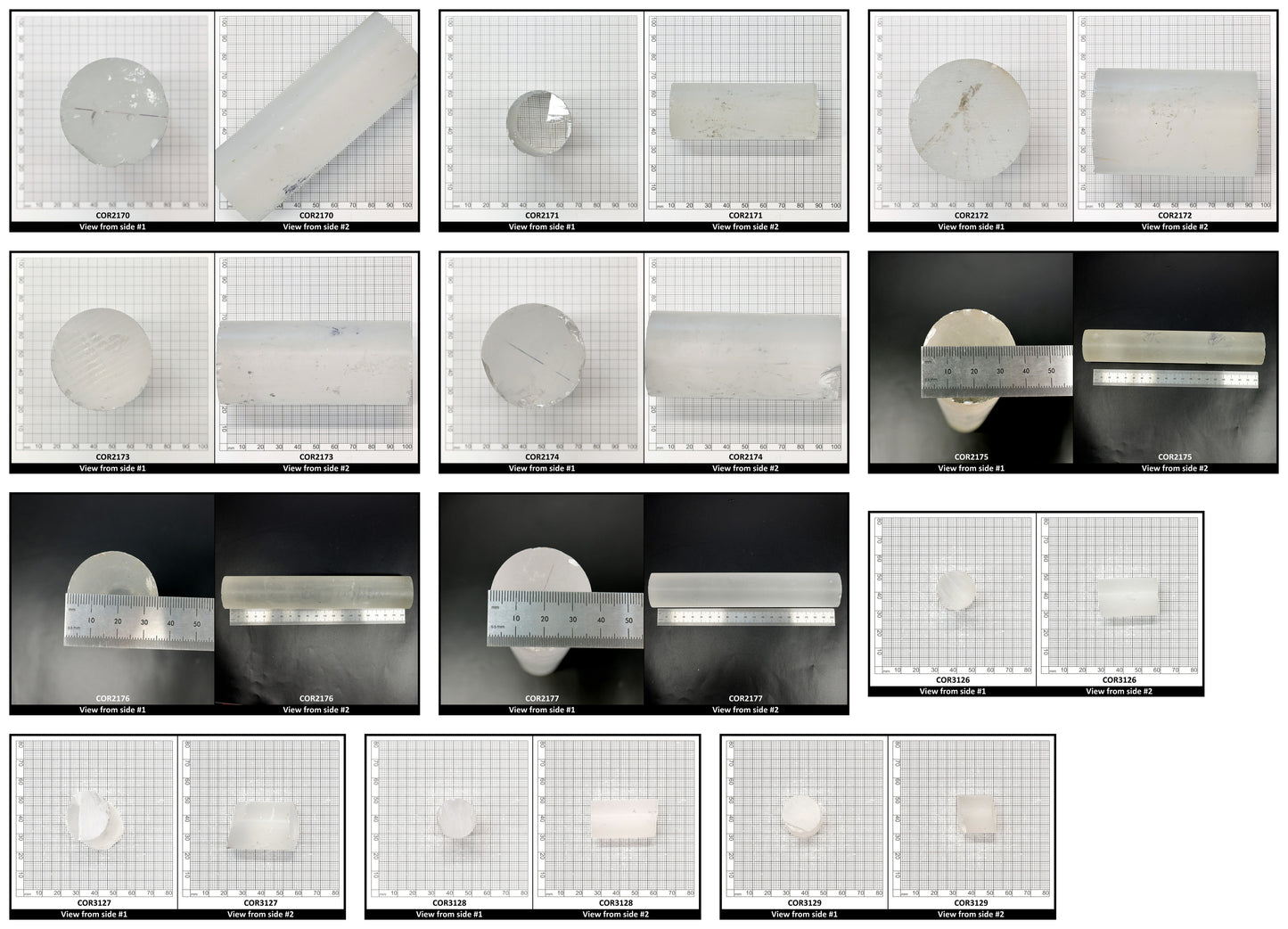 White Cylinders Lab Created Corundum Sapphire - Faceting Rough