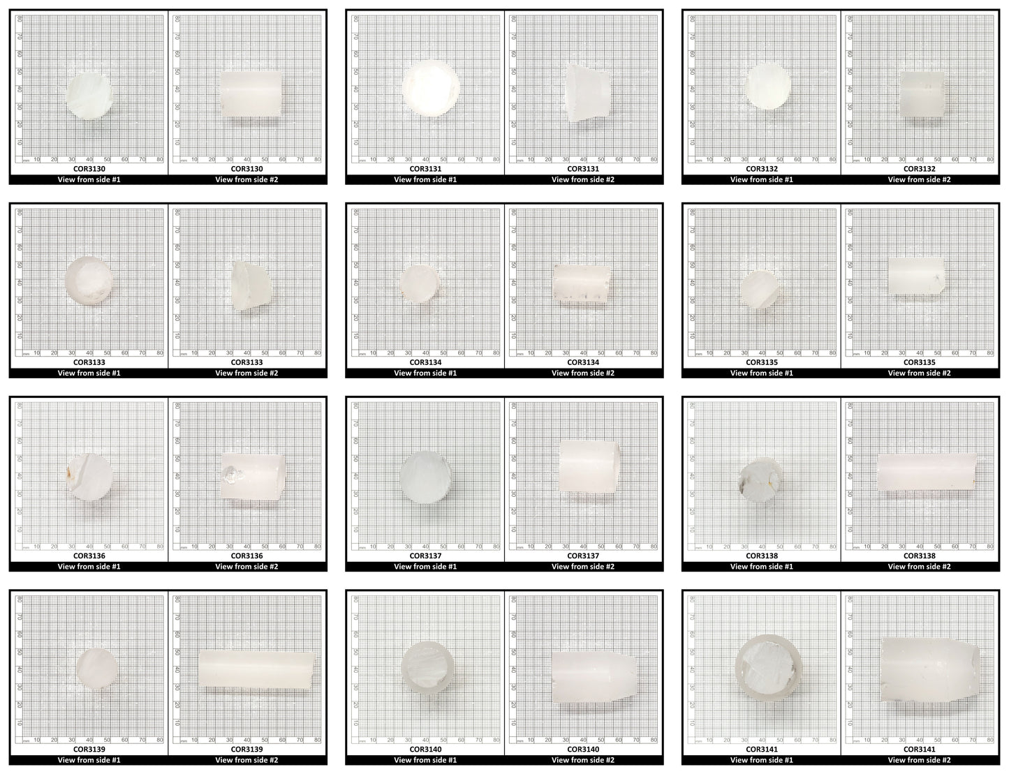 White Cylinders Lab Created Corundum Sapphire - Faceting Rough