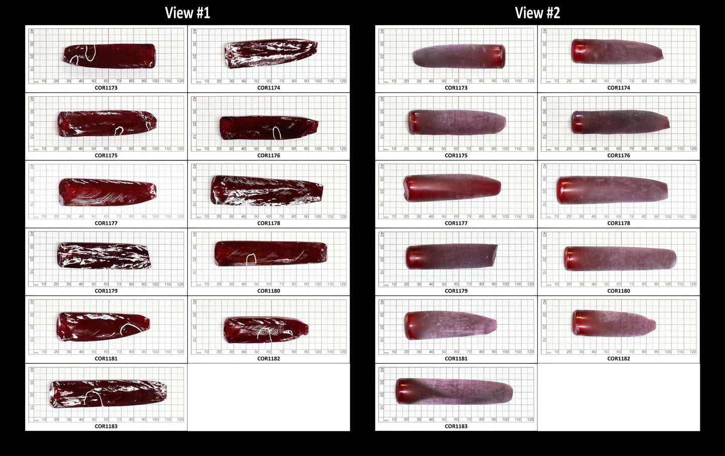 Dark Ruby Red #6 Lab Created Corundum Sapphire Faceting Rough for Gem Cutting - Various Sizes - Split Boule