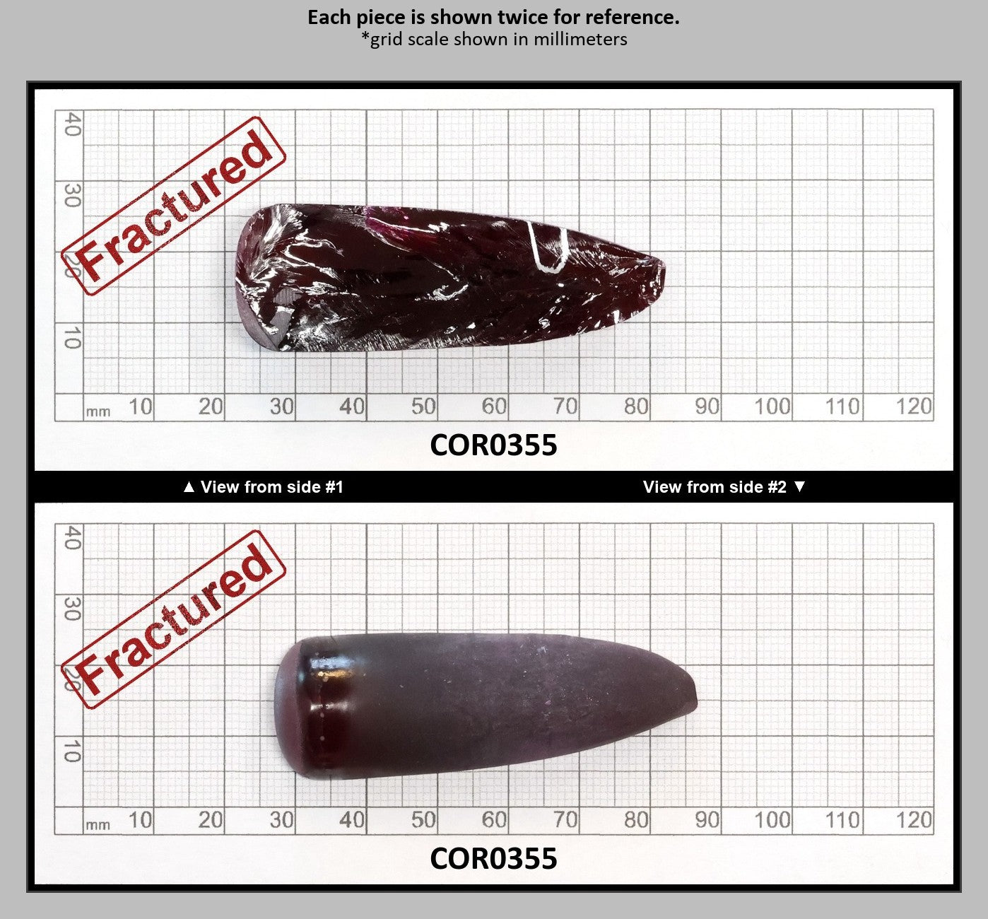 Dark Ruby Red #8 Lab Created Corundum Sapphire Faceting Rough for Gem Cutting - Various Sizes - Split Boule : COR0355