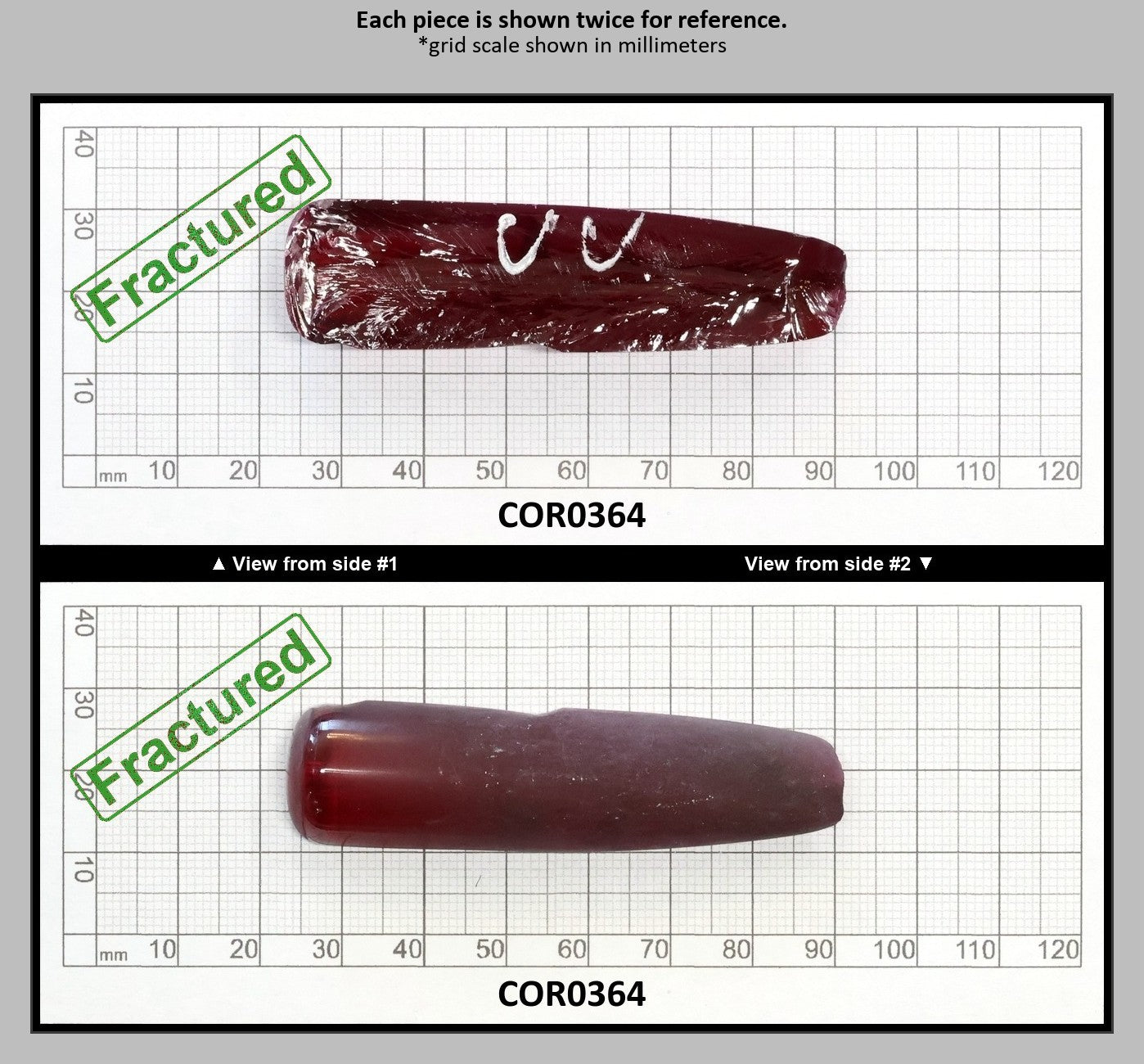 Djeva Dark Ruby Red #6 Lab Created Corundum Sapphire Faceting Rough for Gem Cutting - DISCONTINUED - Various Sizes - Split Boule : COR0364