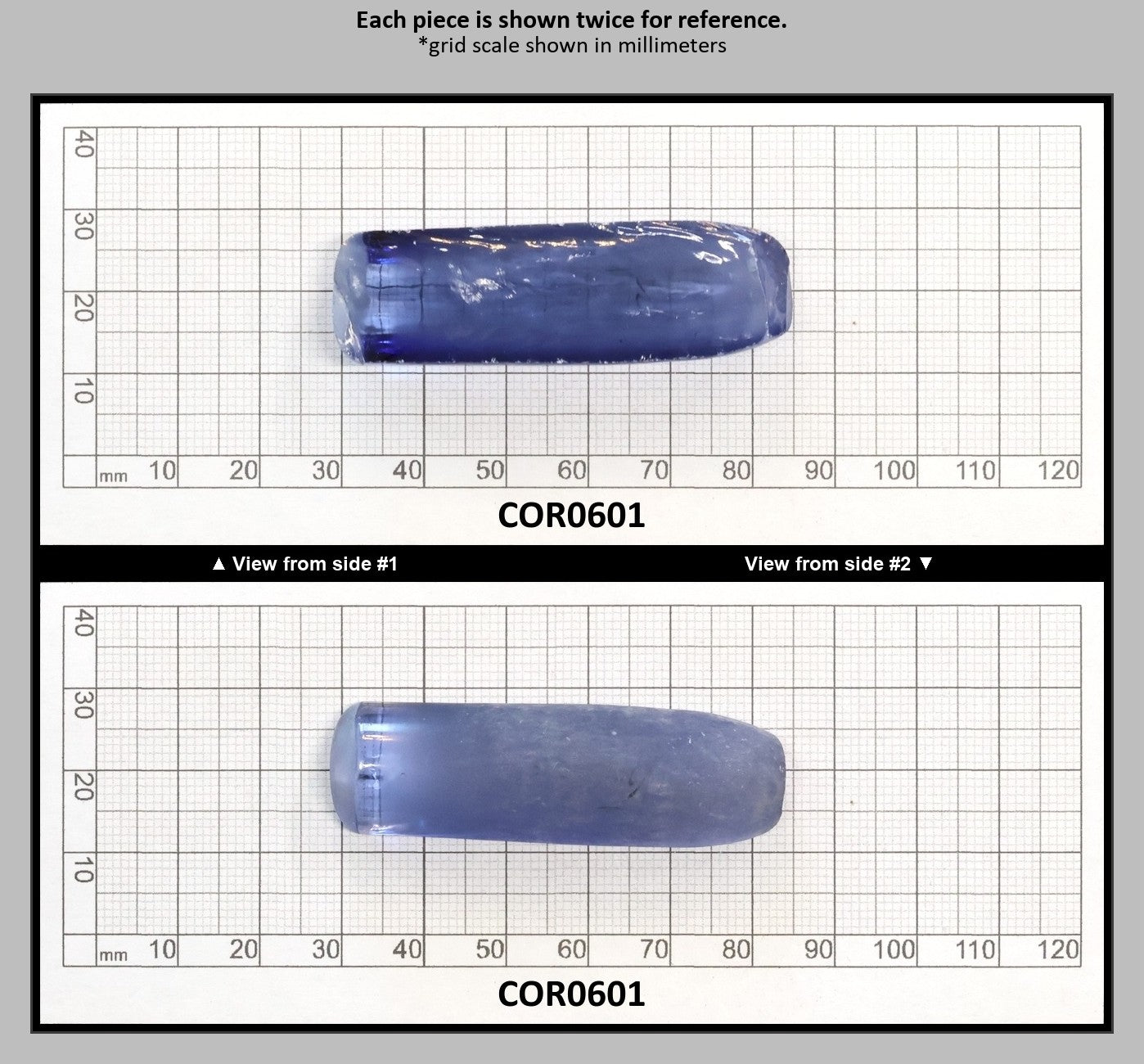 Blue Topaz #30 Lab Created Corundum Sapphire Faceting Rough for Gem Cutting - Various Sizes - Split Boule : COR0601