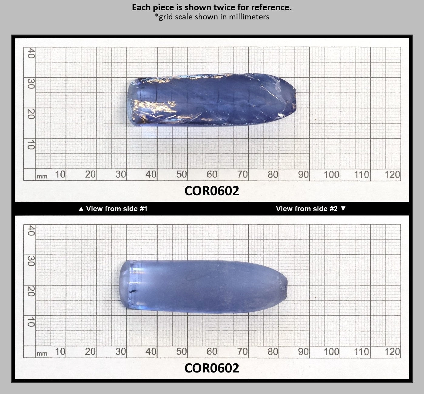 Blue Topaz #30 Lab Created Corundum Sapphire Faceting Rough for Gem Cutting - Various Sizes - Split Boule : COR0602