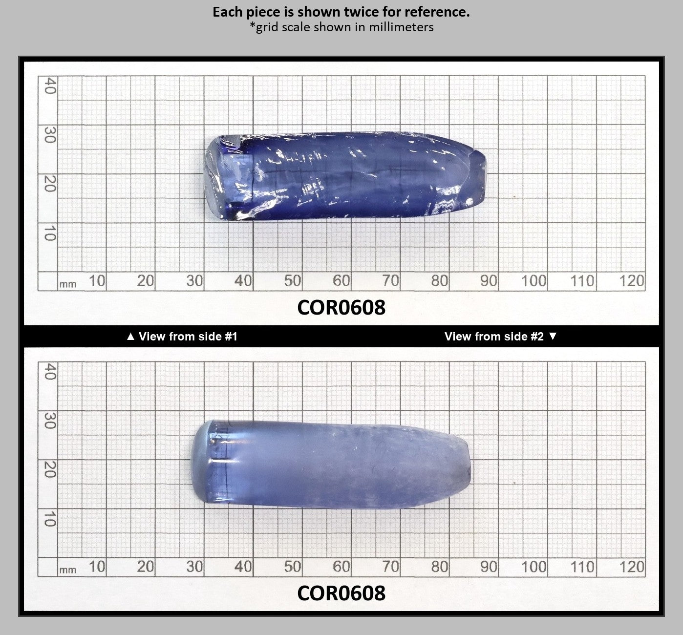 Blue Topaz #30 Lab Created Corundum Sapphire Faceting Rough for Gem Cutting - Various Sizes - Split Boule : COR0608