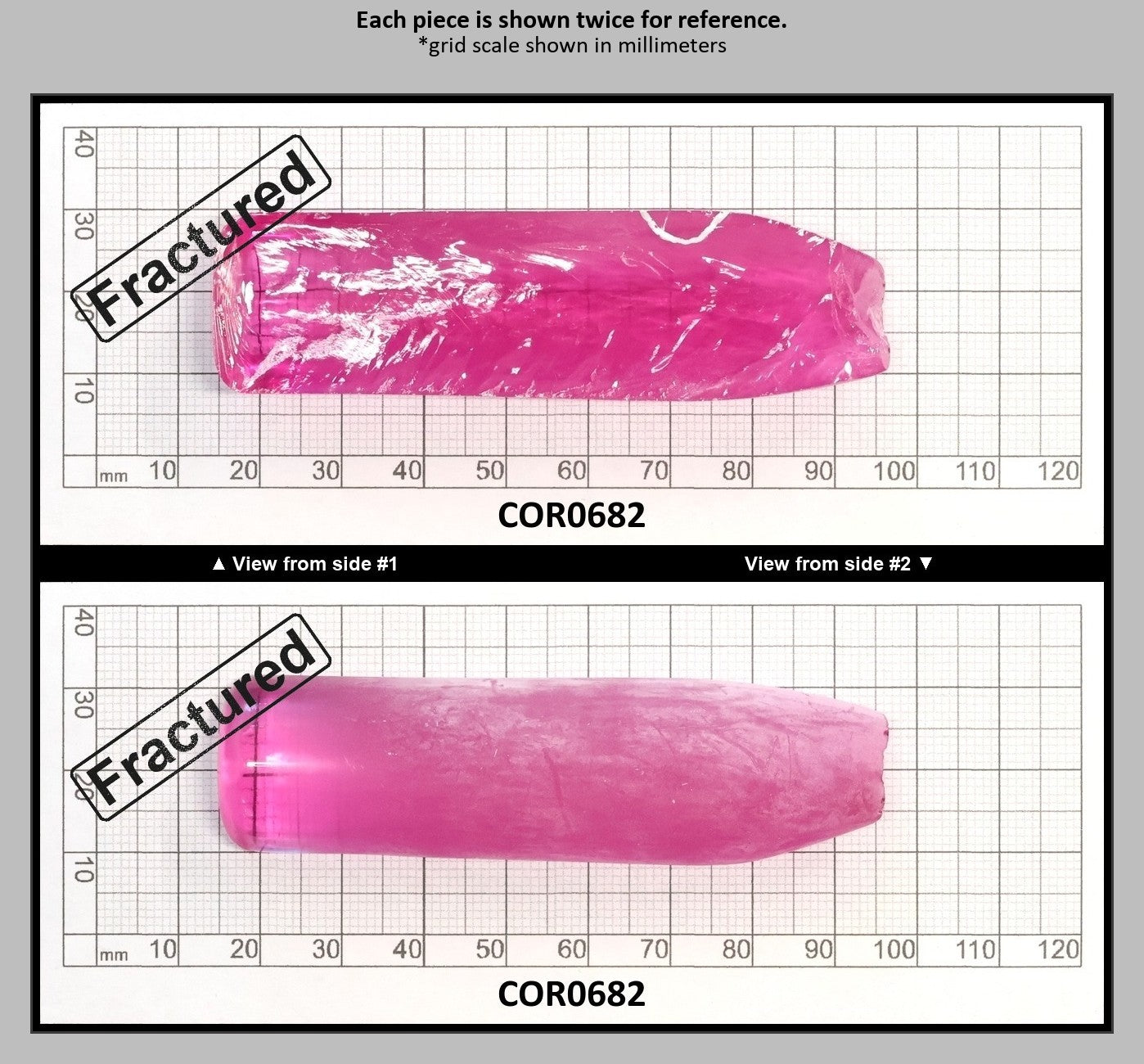 Djeva Bright Pink #1-BIS Lab Created Corundum Sapphire Faceting Rough for Gem Cutting - DISCONTINUED - Various Sizes - Split Boule : COR0682