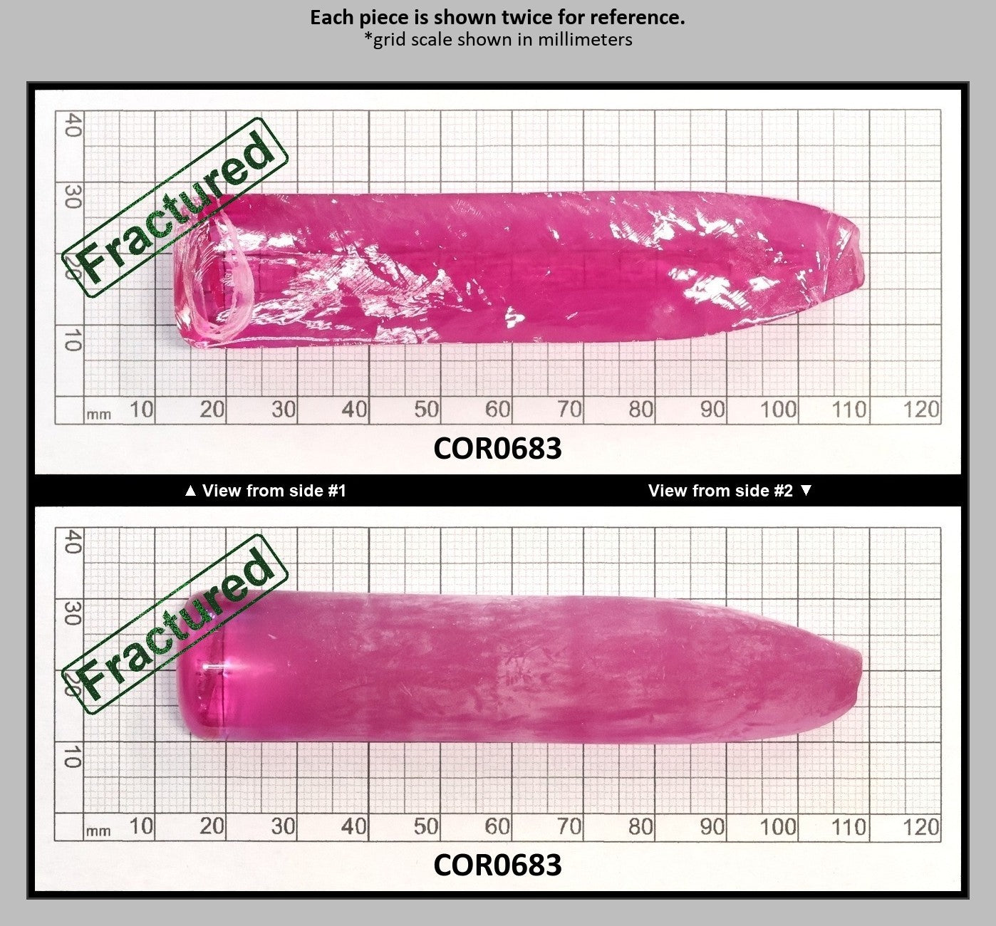 Djeva Bright Pink #1-BIS Lab Created Corundum Sapphire Faceting Rough for Gem Cutting - DISCONTINUED - Various Sizes - Split Boule : COR0683