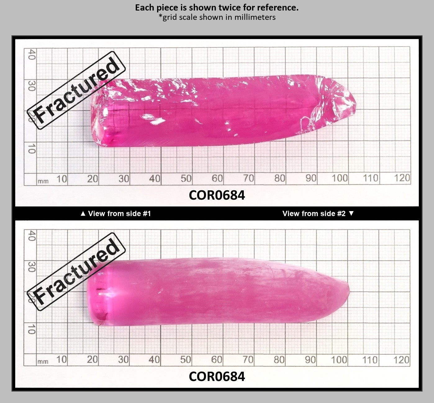 Djeva Bright Pink #1-BIS Lab Created Corundum Sapphire Faceting Rough for Gem Cutting - DISCONTINUED - Various Sizes - Split Boule : COR0684