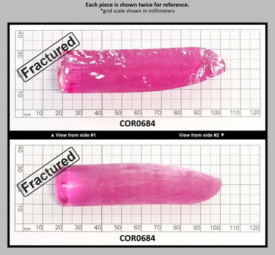 Djeva Bright Pink #1-BIS Lab Created Corundum Sapphire Faceting Rough for Gem Cutting - DISCONTINUED - Various Sizes - Split Boule : COR0684