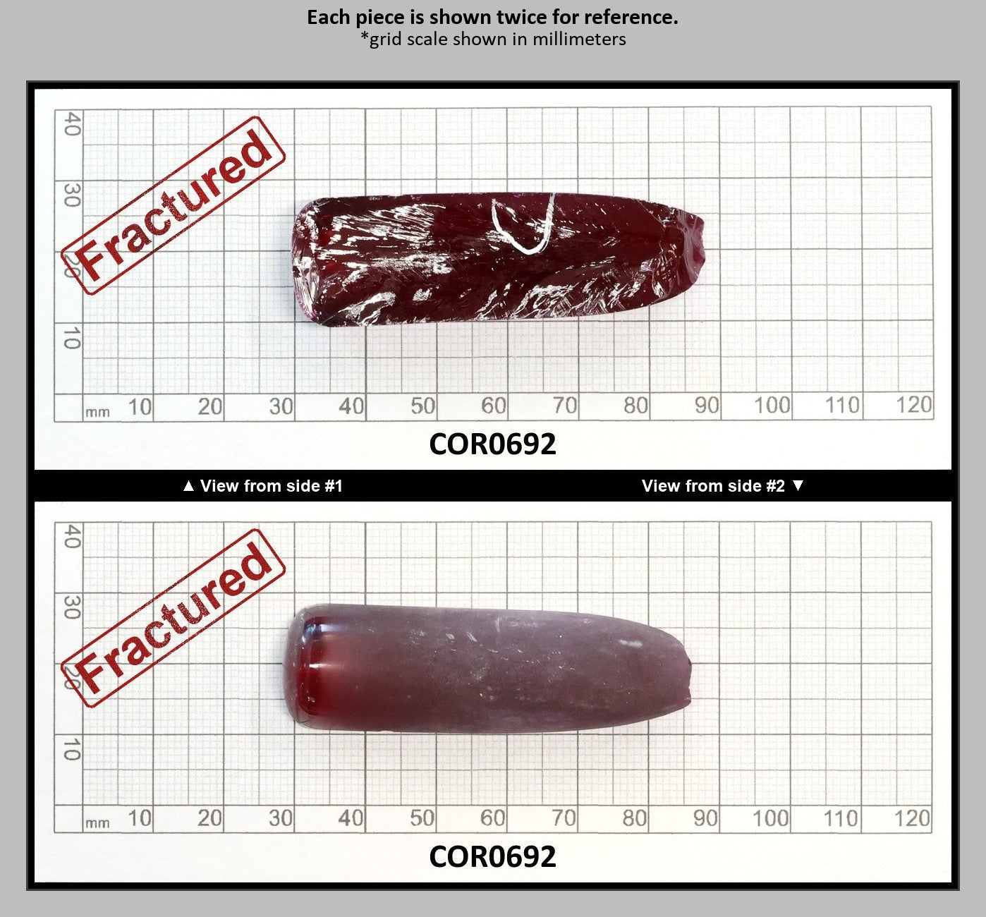 Djeva Dark Ruby Red #6 Lab Created Corundum Sapphire Faceting Rough for Gem Cutting - DISCONTINUED - Various Sizes - Split Boule : COR0692