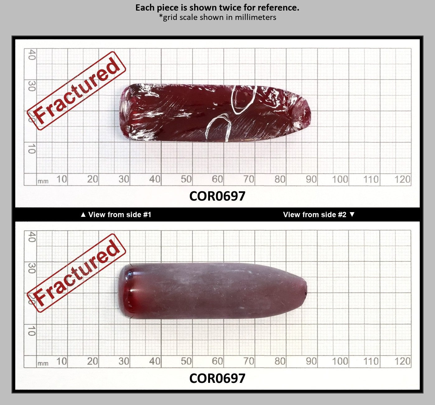 Djeva Dark Ruby Red #6 Lab Created Corundum Sapphire Faceting Rough for Gem Cutting - DISCONTINUED - Various Sizes - Split Boule : COR0697