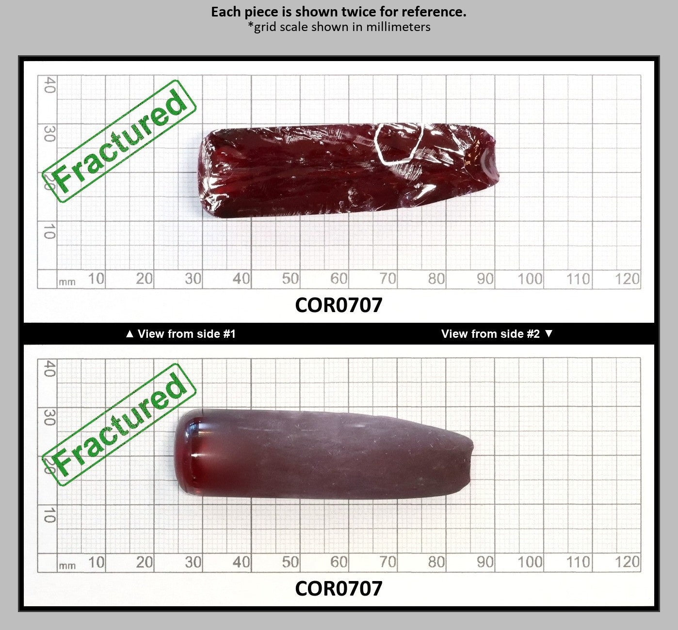 Djeva Dark Ruby Red #6 Lab Created Corundum Sapphire Faceting Rough for Gem Cutting - DISCONTINUED - Various Sizes - Split Boule : COR0707