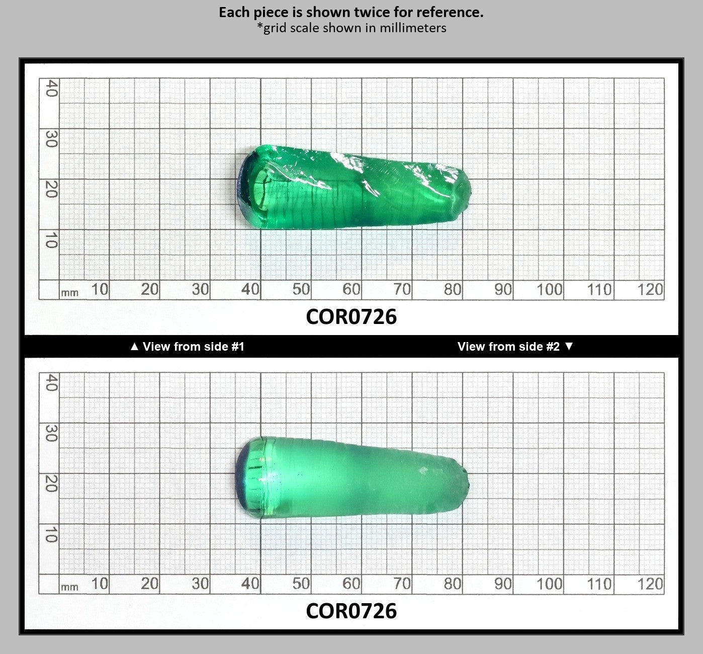Djeva Dark Green #78 Lab Created Corundum Sapphire Faceting Rough for Gem Cutting - DISCONTINUED - Various Sizes - Split Boule : COR0726