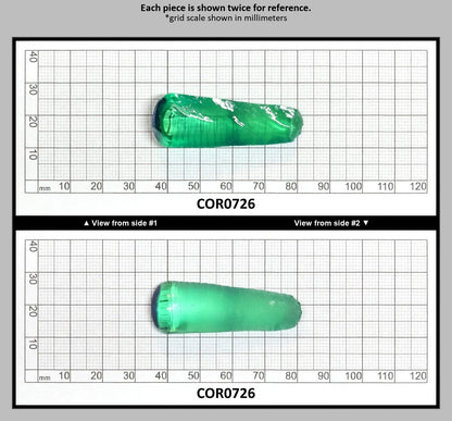 Djeva Dark Green #78 Lab Created Corundum Sapphire Faceting Rough for Gem Cutting - DISCONTINUED - Various Sizes - Split Boule : COR0726