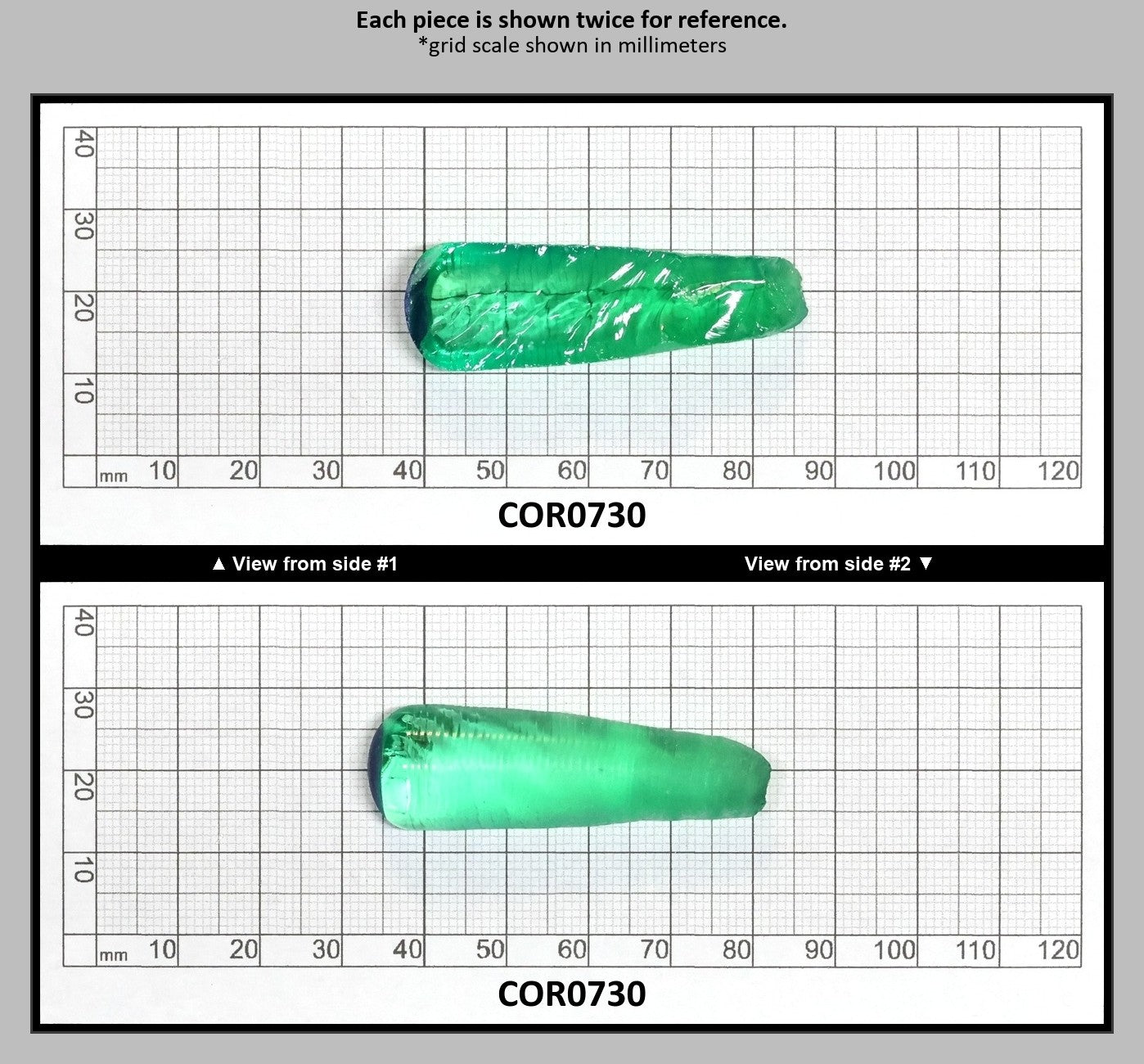 Djeva Dark Green #78 Lab Created Corundum Sapphire Faceting Rough for Gem Cutting - DISCONTINUED - Various Sizes - Split Boule : COR0730