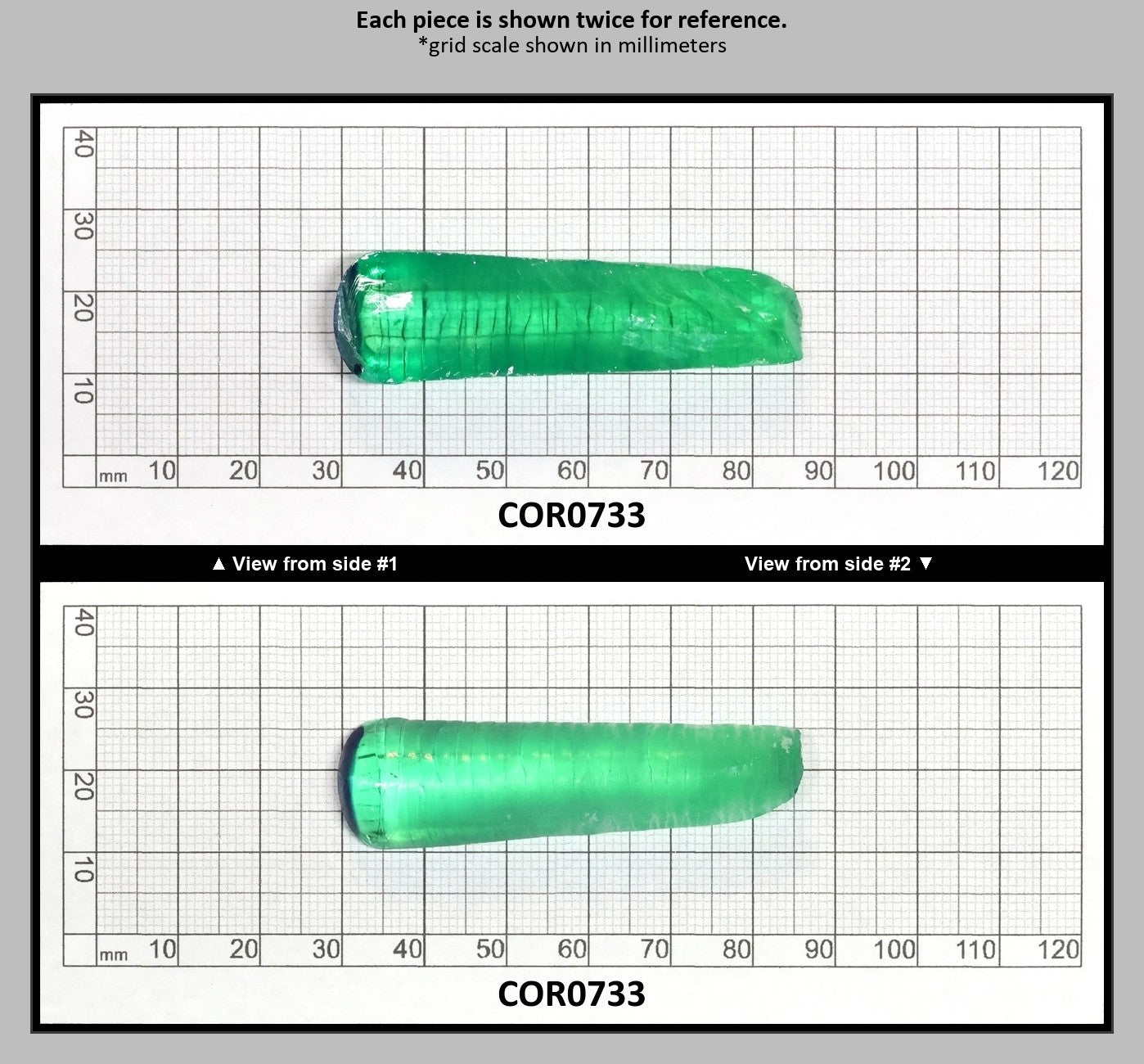 Djeva Dark Green #78 Lab Created Corundum Sapphire Faceting Rough for Gem Cutting - DISCONTINUED - Various Sizes - Split Boule : COR0733