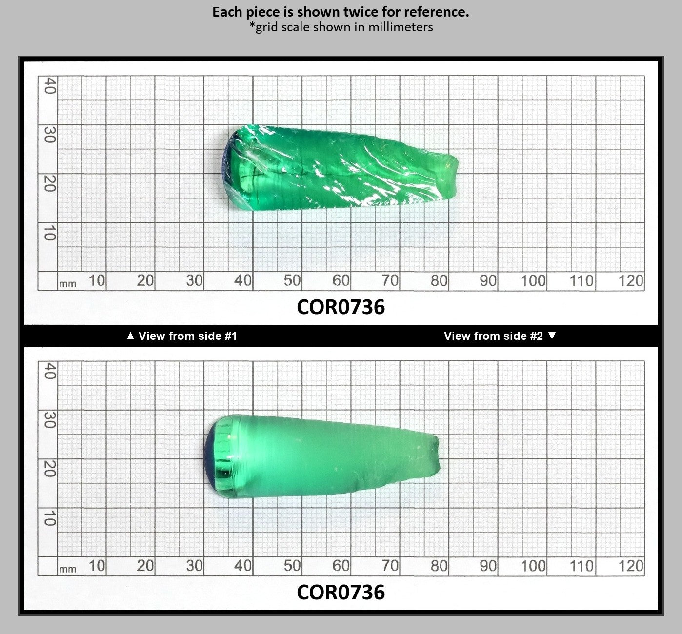Djeva Dark Green #78 Lab Created Corundum Sapphire Faceting Rough for Gem Cutting - DISCONTINUED - Various Sizes - Split Boule : COR0736