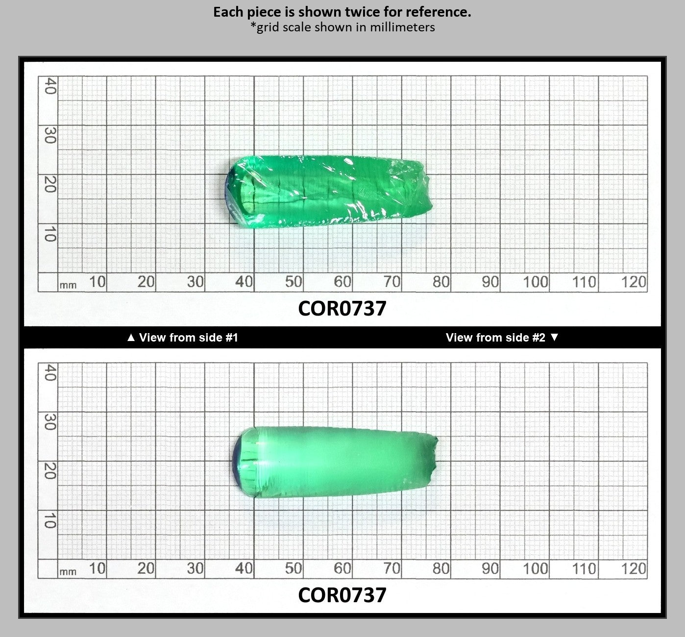 Djeva Dark Green #78 Lab Created Corundum Sapphire Faceting Rough for Gem Cutting - DISCONTINUED - Various Sizes - Split Boule : COR0737