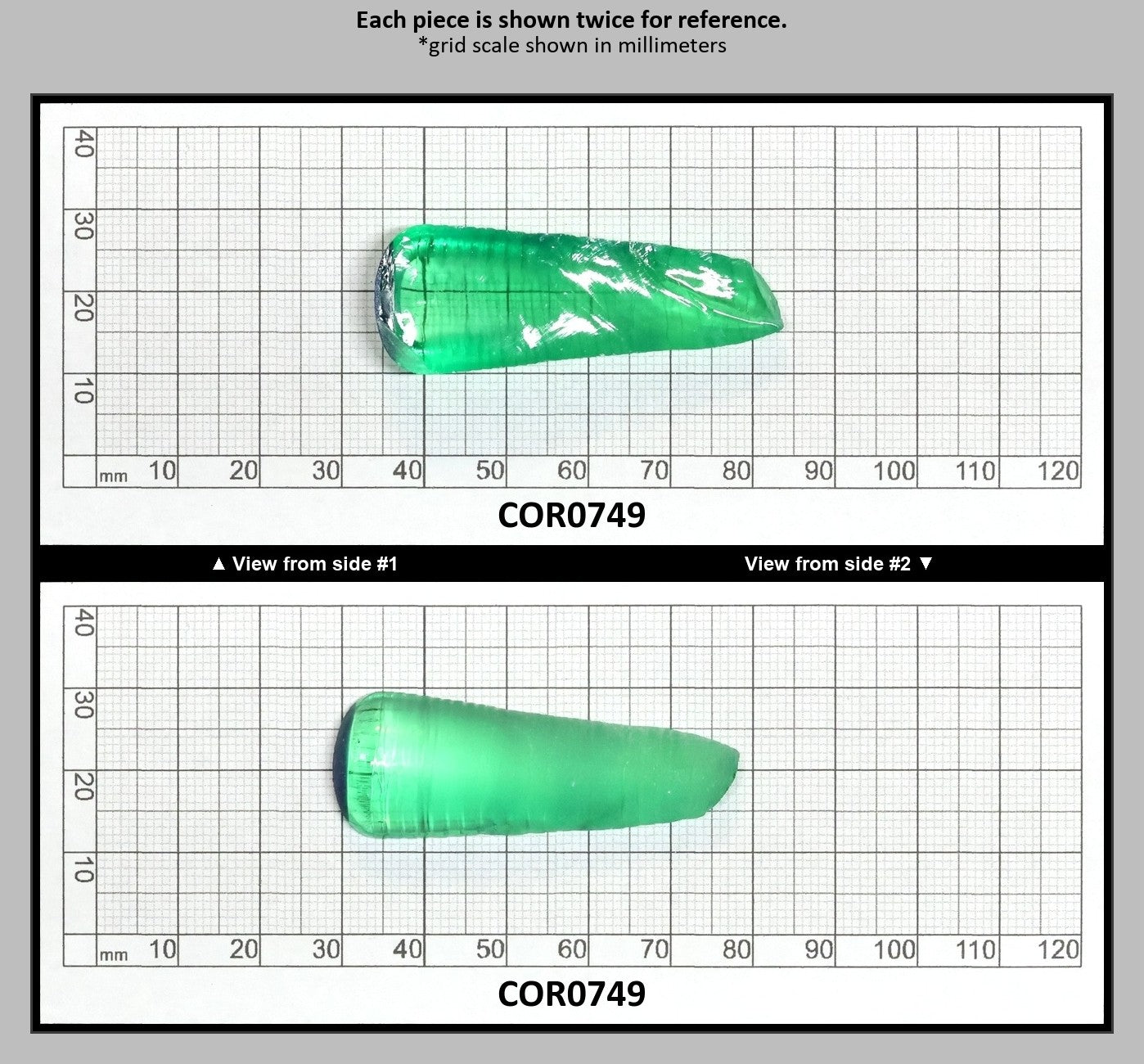 Djeva Dark Green #78 Lab Created Corundum Sapphire Faceting Rough for Gem Cutting - DISCONTINUED - Various Sizes - Split Boule : COR0749