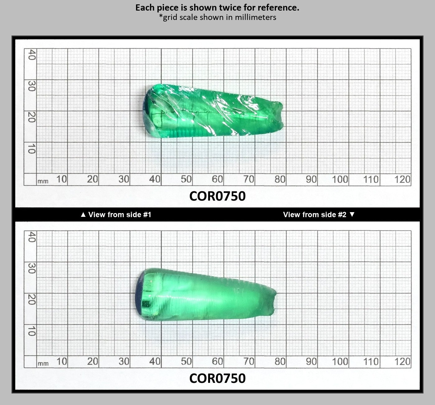 Djeva Dark Green #78 Lab Created Corundum Sapphire Faceting Rough for Gem Cutting - DISCONTINUED - Various Sizes - Split Boule : COR0750