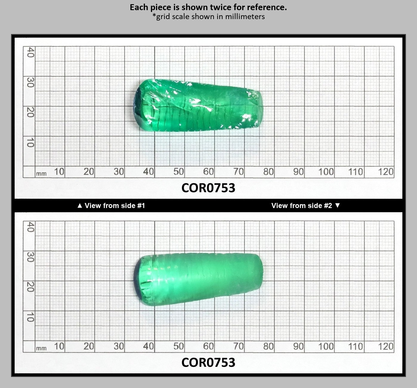 Djeva Dark Green #78 Lab Created Corundum Sapphire Faceting Rough for Gem Cutting - DISCONTINUED - Various Sizes - Split Boule : COR0753