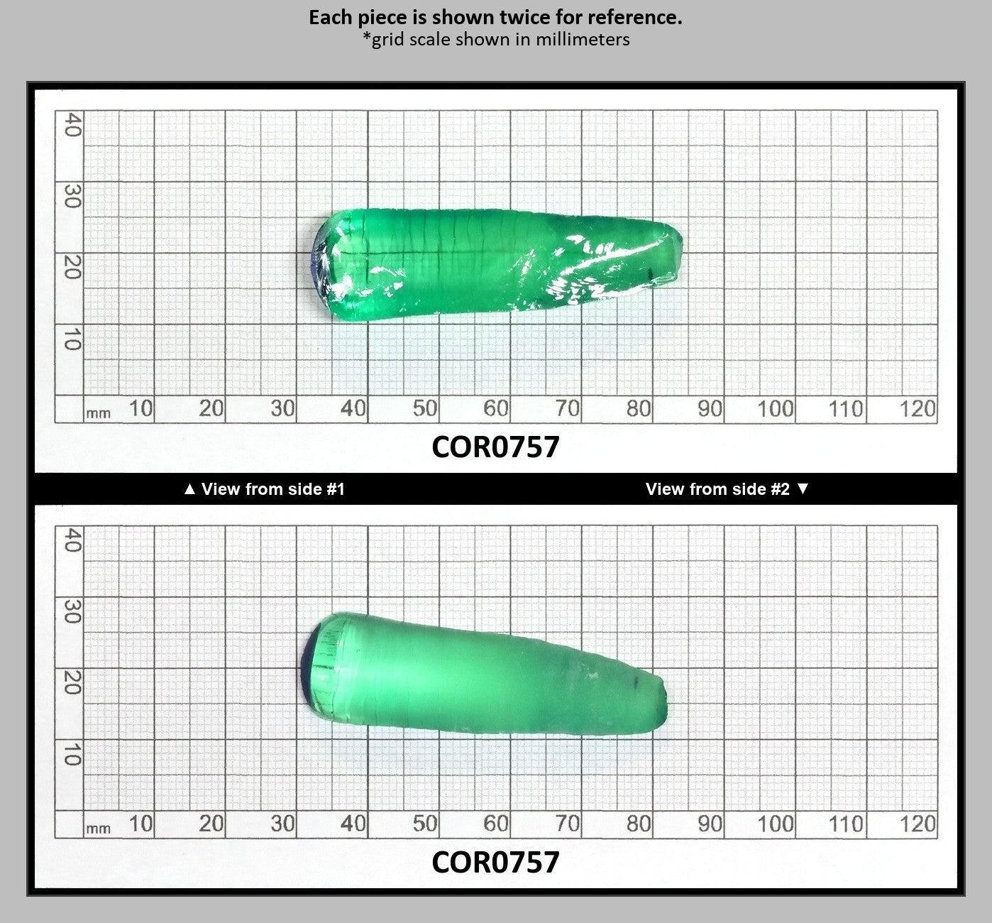 Djeva Dark Green #78 Lab Created Corundum Sapphire Faceting Rough for Gem Cutting - DISCONTINUED - Various Sizes - Split Boule : COR0757