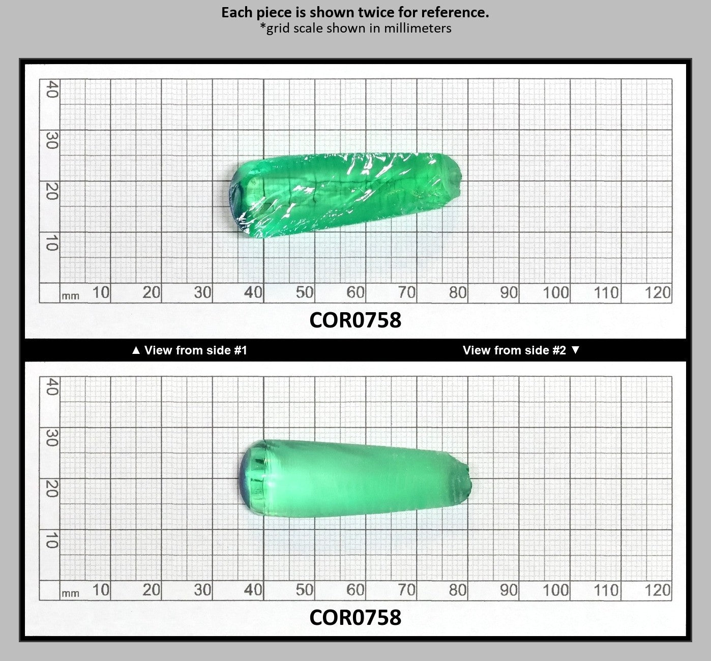 Djeva Dark Green #78 Lab Created Corundum Sapphire Faceting Rough for Gem Cutting - DISCONTINUED - Various Sizes - Split Boule : COR0758