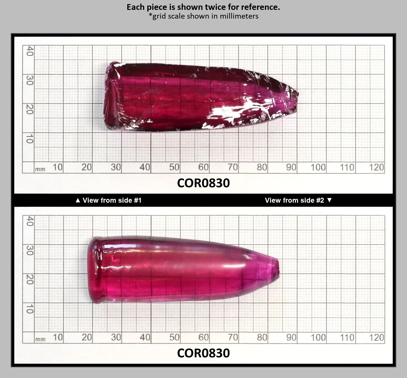 Purple #65 Lab Created Corundum Sapphire Faceting Rough for Gem Cutting - Various Sizes - Split Boule : COR0830