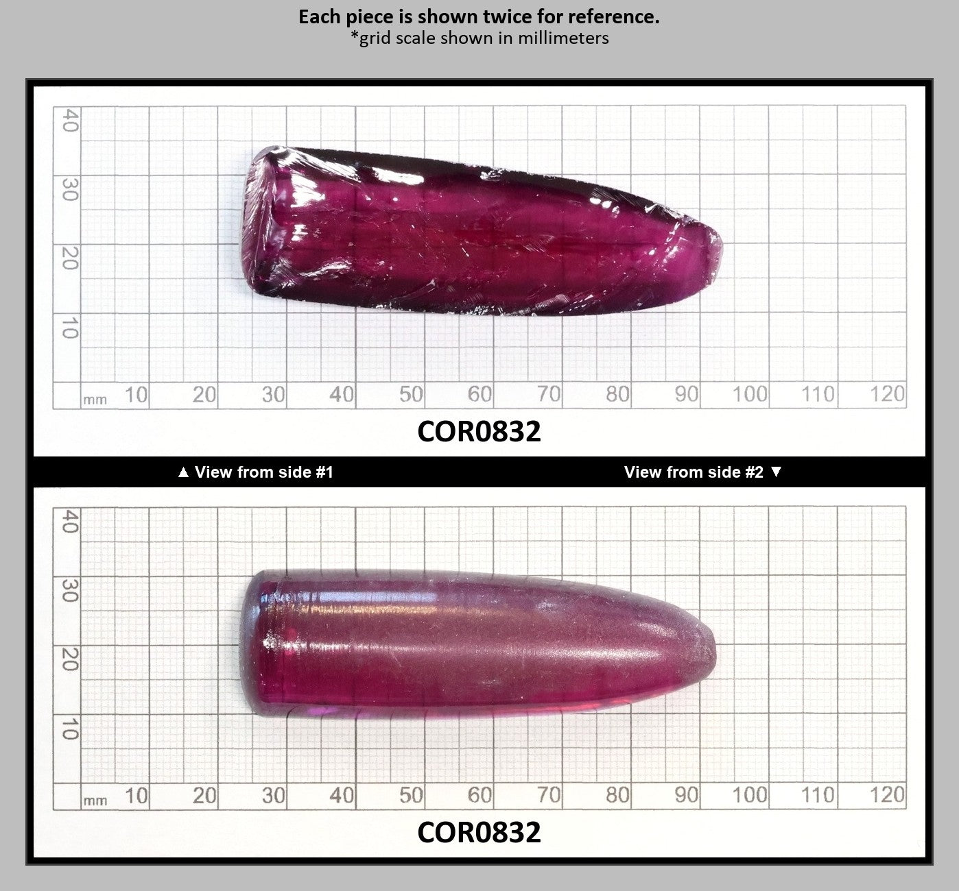 Purple #65 Lab Created Corundum Sapphire Faceting Rough for Gem Cutting - Various Sizes - Split Boule : COR0832