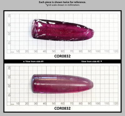 Purple #65 Lab Created Corundum Sapphire Faceting Rough for Gem Cutting - Various Sizes - Split Boule : COR0832