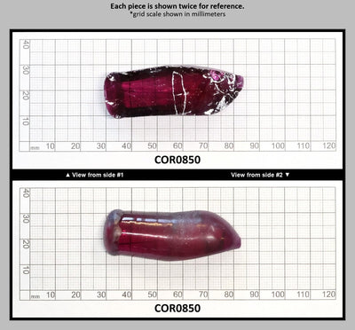 Reddish Purple (Rubellite) #67 Lab Created Corundum Sapphire Faceting Rough for Gem Cutting - Various Sizes - Split Boule : COR0850