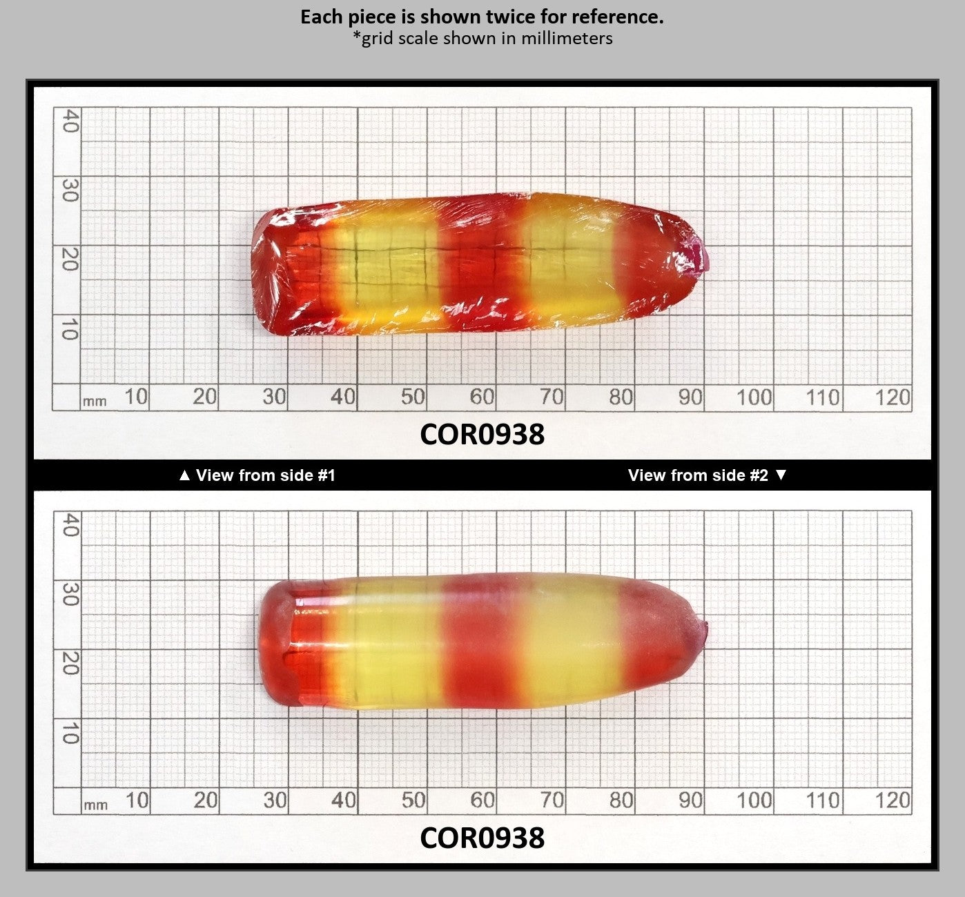 Yellow/Padparadscha Orange Bi-Color Lab Created Corundum Sapphire Faceting Rough Gem Cutting - Various Sizes - Split Boule : COR0938